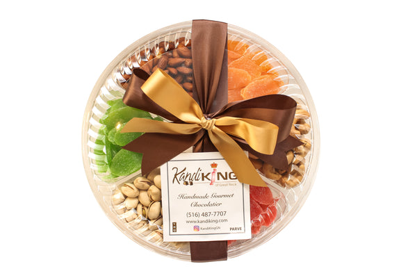 6 Section Gift Tray - Dried Fruits and Nuts Collection - Almonds, Cashews, Pistachios, Candied Mango