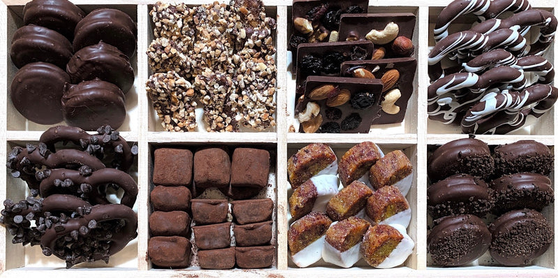 Gourmet Chocolate Nuts And Dried Fruit Wood Tray